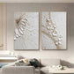 Set of 2 Ivory Whisper Textured Floral Abstract Painting