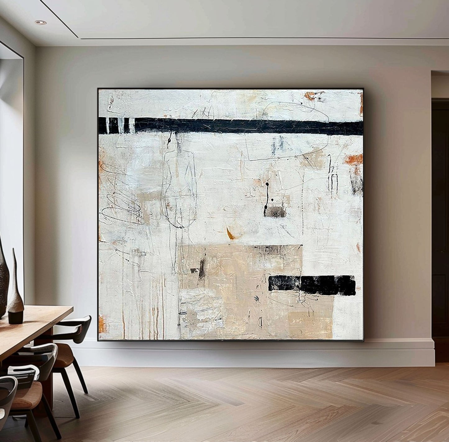 Silent Horizon Neutral Abstract Painting