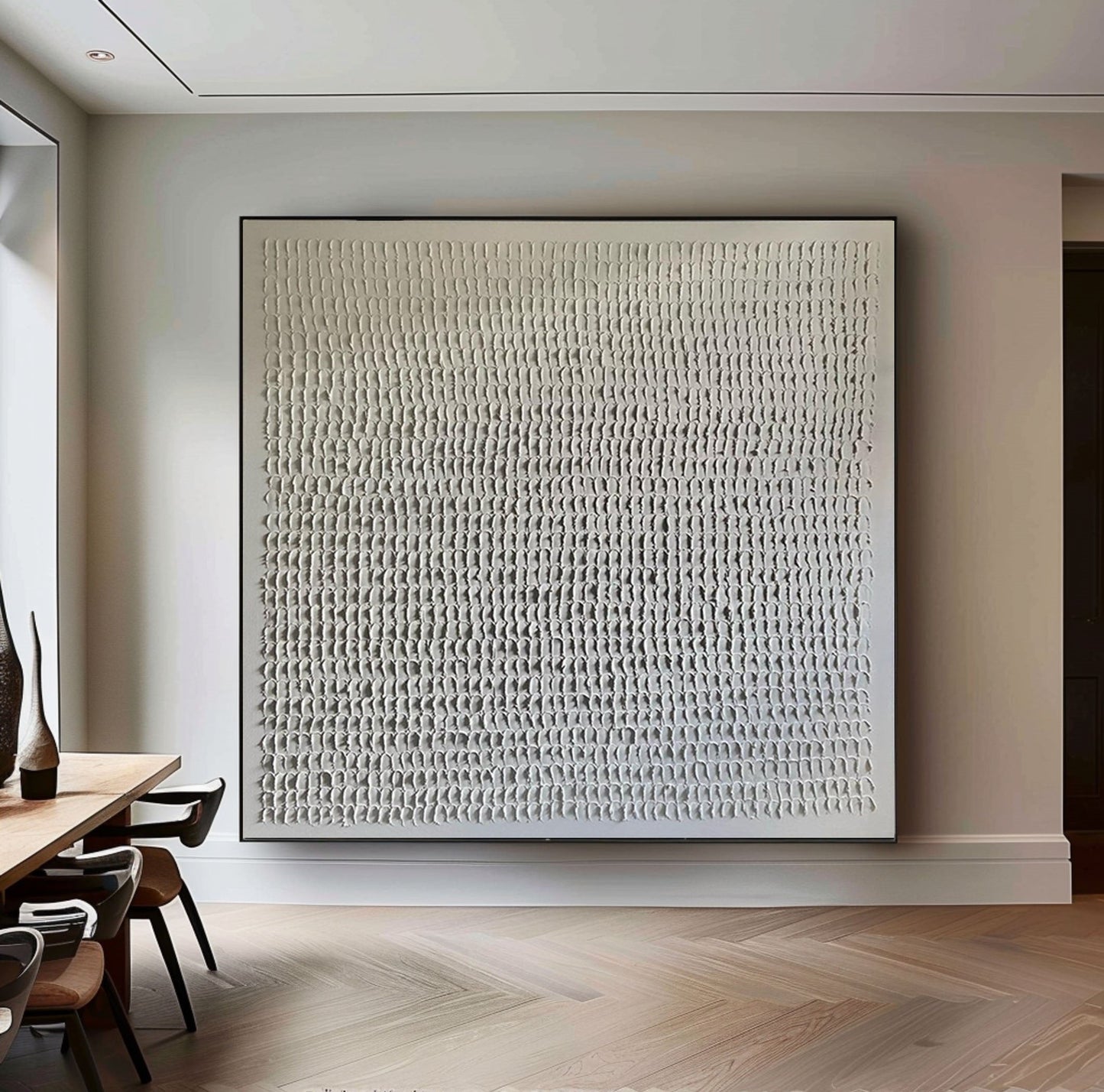 Silent Rhythm White Abstract Painting