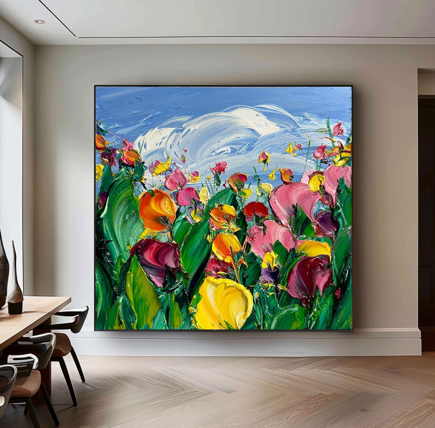 Sky Meadow Tulip Texture Painting