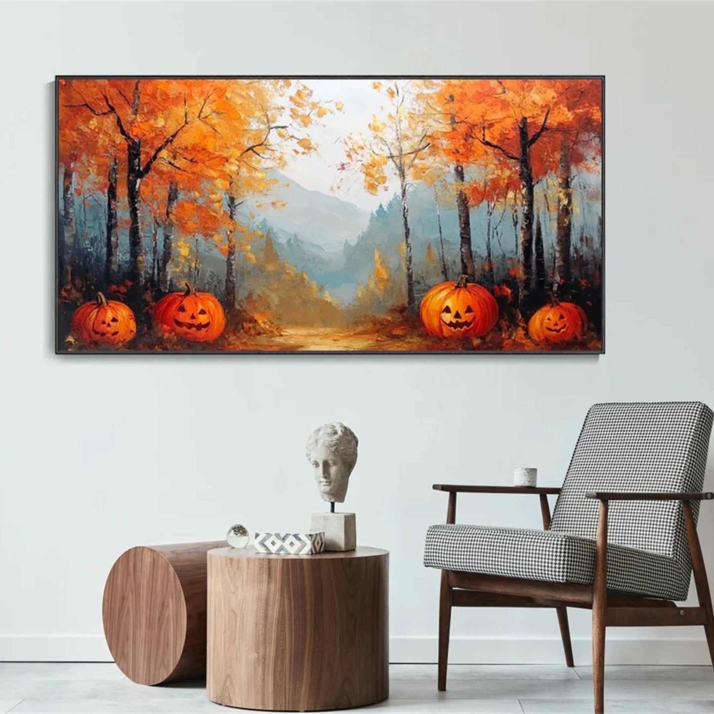 Pumpkin Glow Autumn Forest Painting