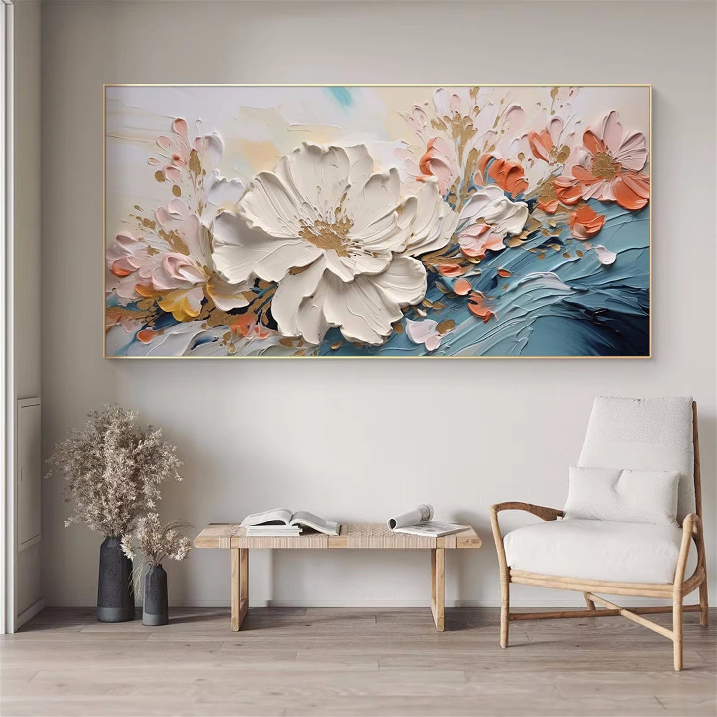 Blush Tides Floral Abstract Painting