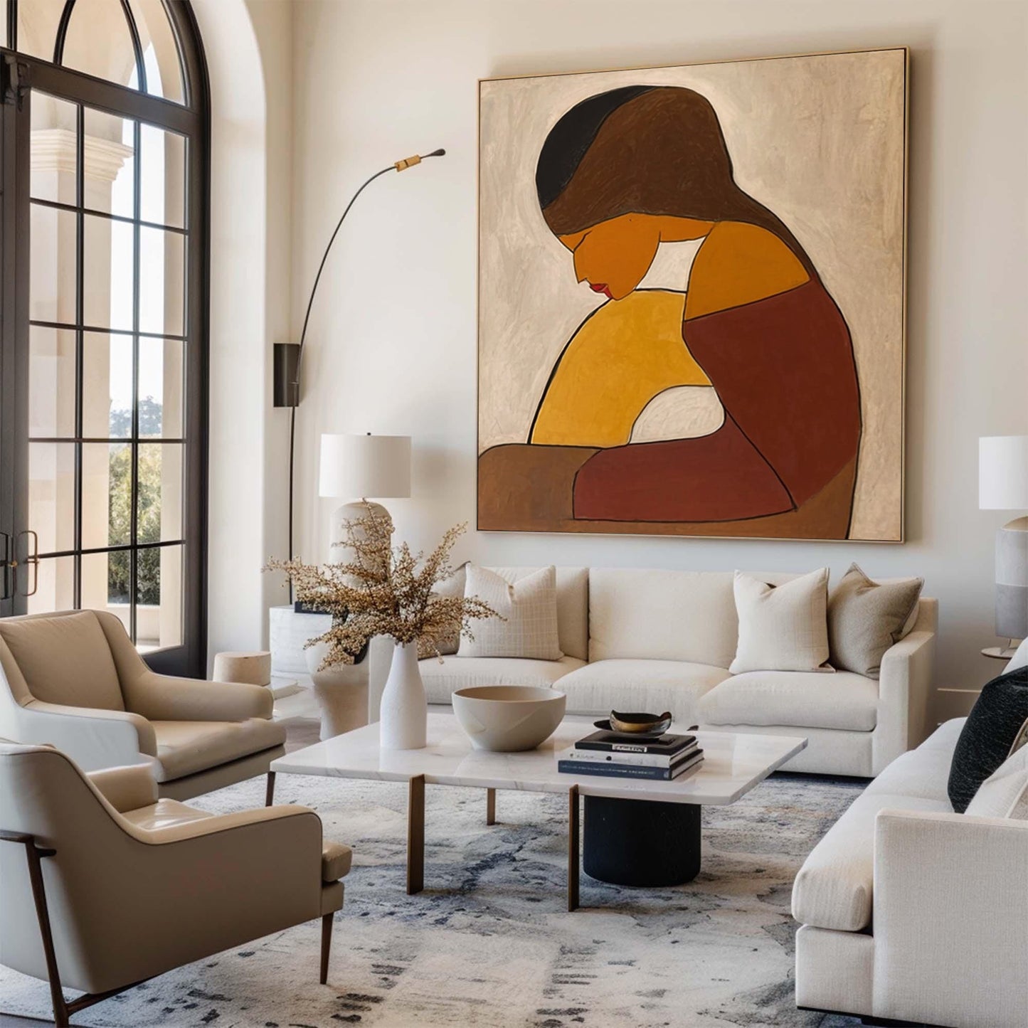 Quiet Embrace Earth-Tone Figurative Painting