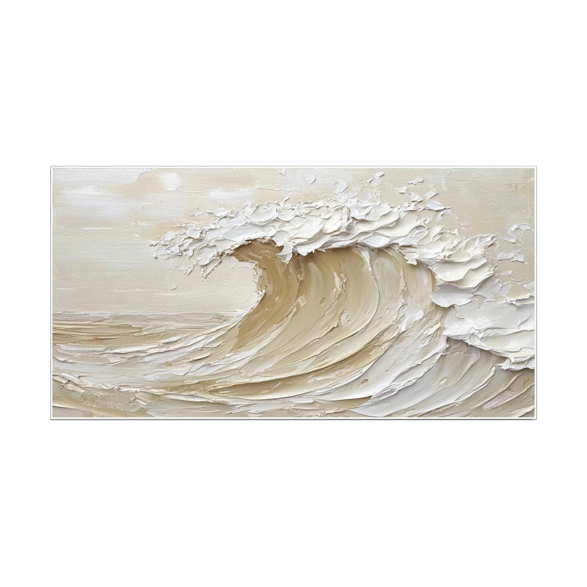 Golden Crest-Beige Ocean Wave Painting