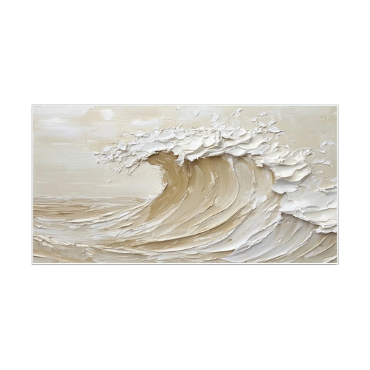 Golden Crest-Beige Ocean Wave Painting