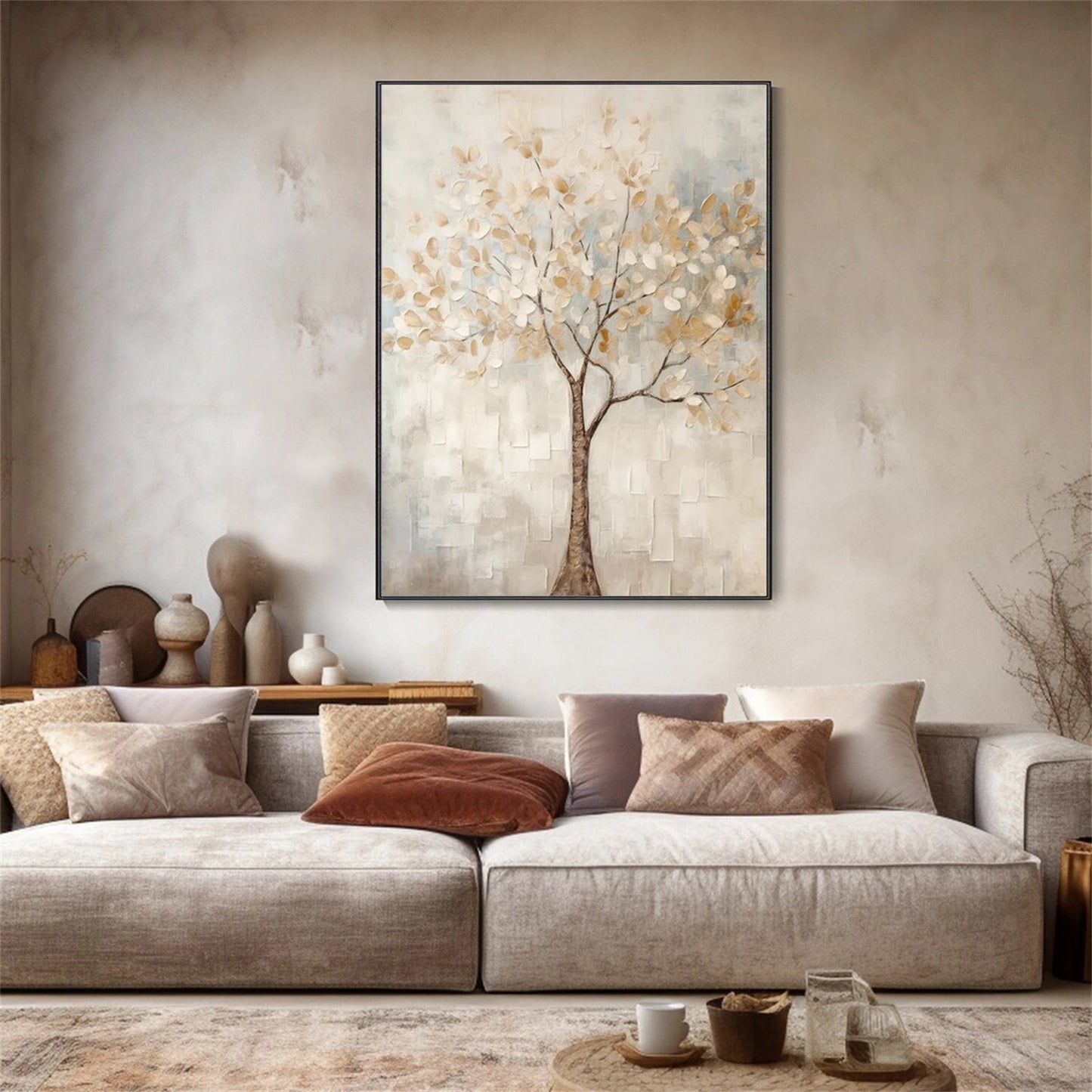 Soft Dawn Ivory Tree Painting