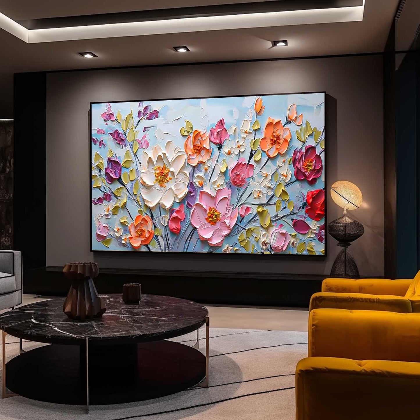 Blossom Symphony Blue Garden Painting