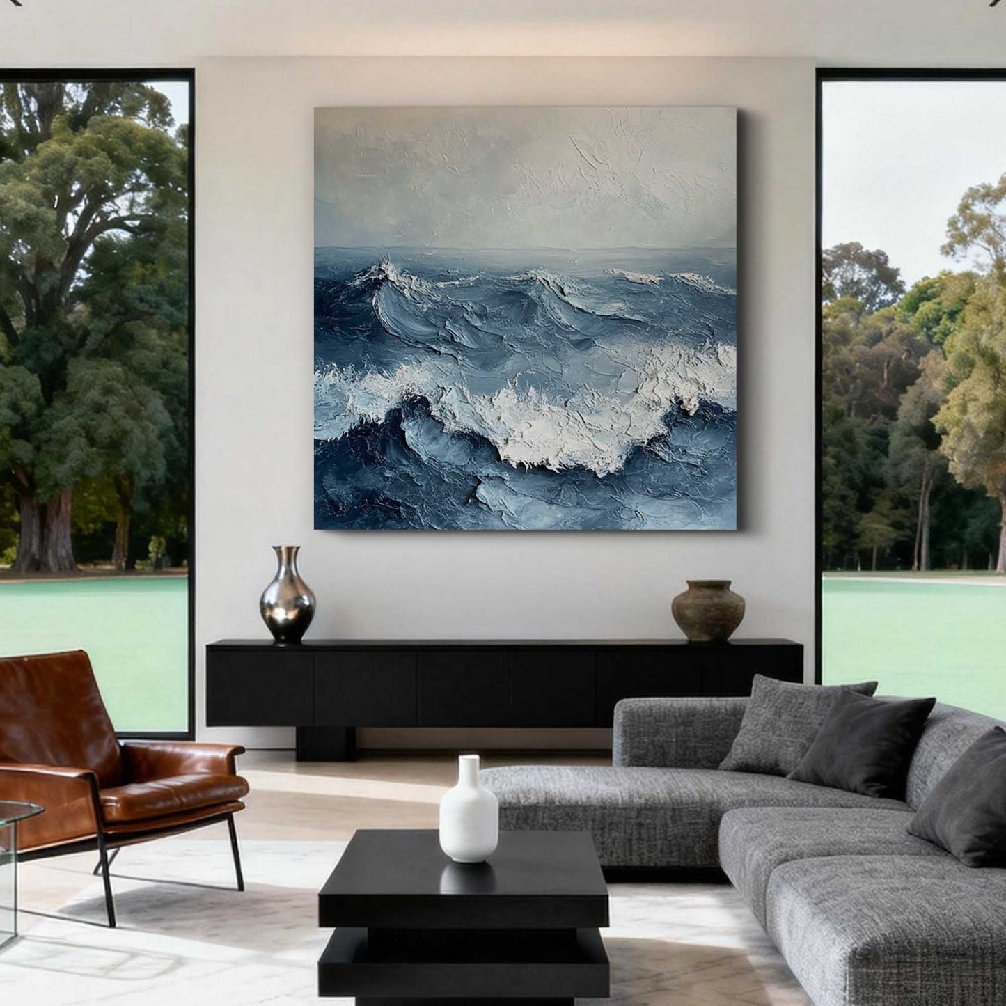 Tempest Blue Ocean Impasto Painting