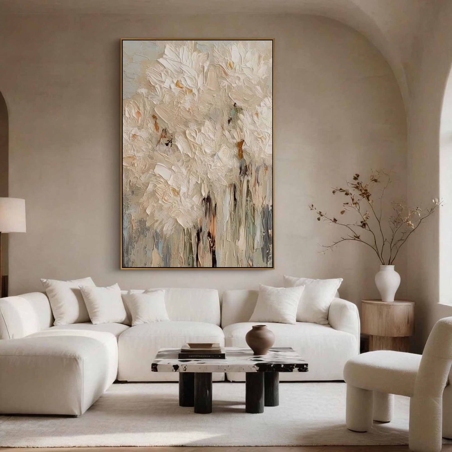 Ivory Bloom Impasto Flower Canvas Art