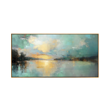 Teal Sunset Lake Abstract Painting