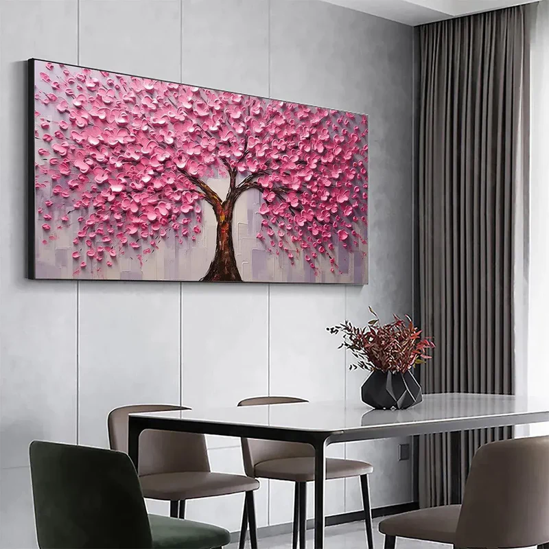 Pink Sakura Tree Textured Painting