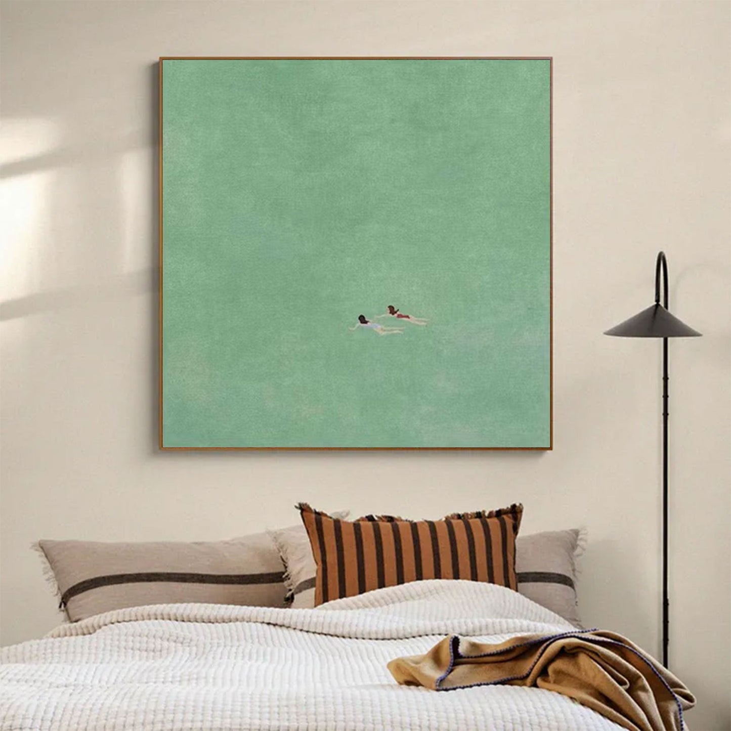 Silent Drift Mint-Green Minimalist Seascape Painting
