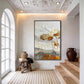 Gilded Ochre Floral Impasto Painting