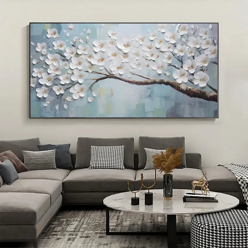 White Magnolia Textured Painting
