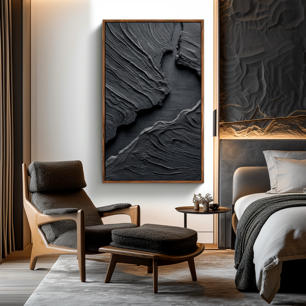 Black Abstract Textured Painting #ART70