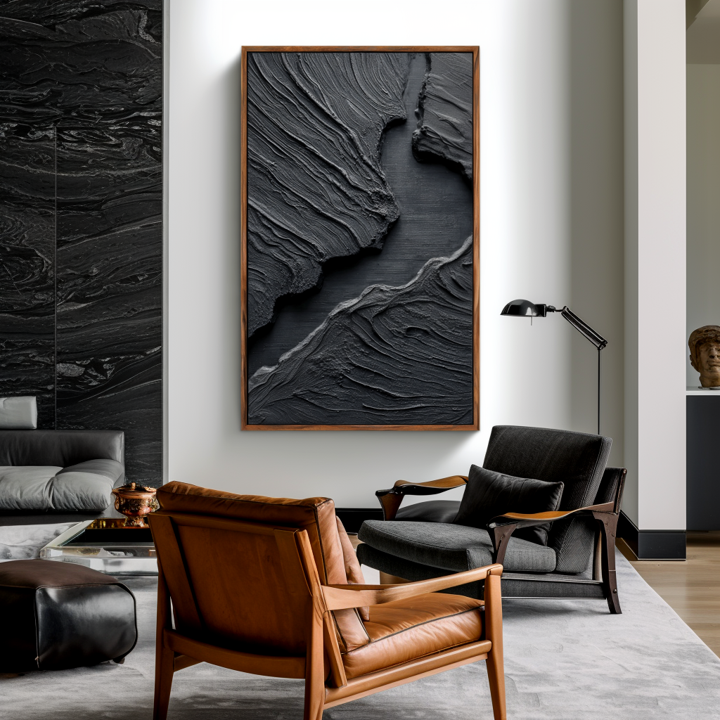 Black Abstract Textured Painting #ART70