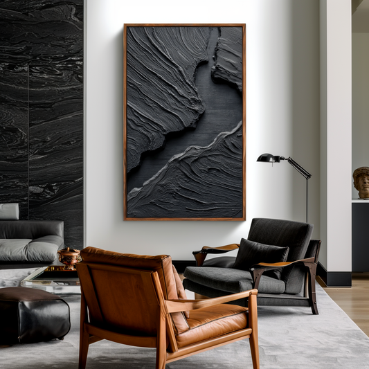 Black Abstract Textured Painting #ART70