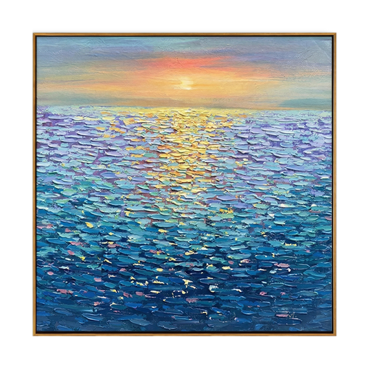 Sunlit Ripple Ocean Impasto Oil Painting