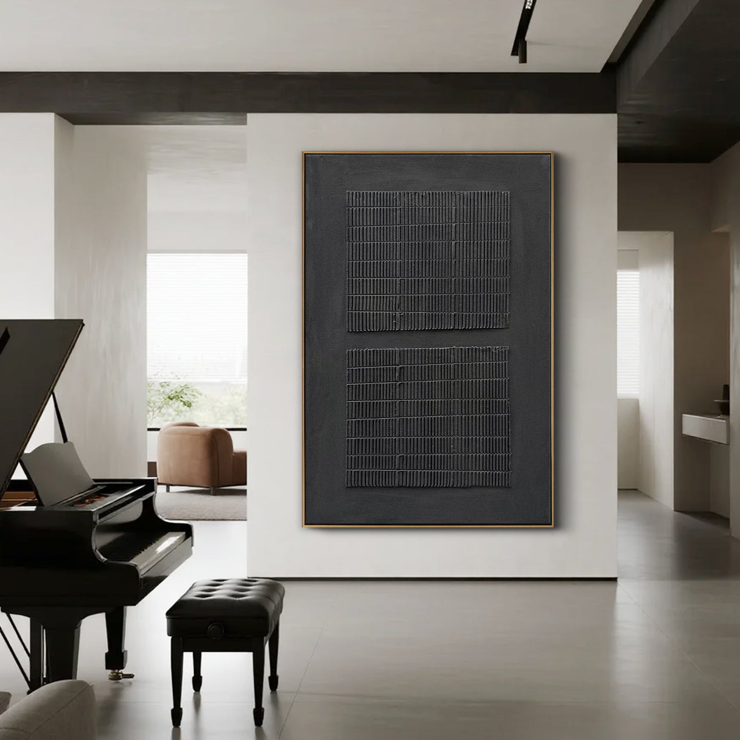 Noir Rhythm Textured Minimalist Canvas Art