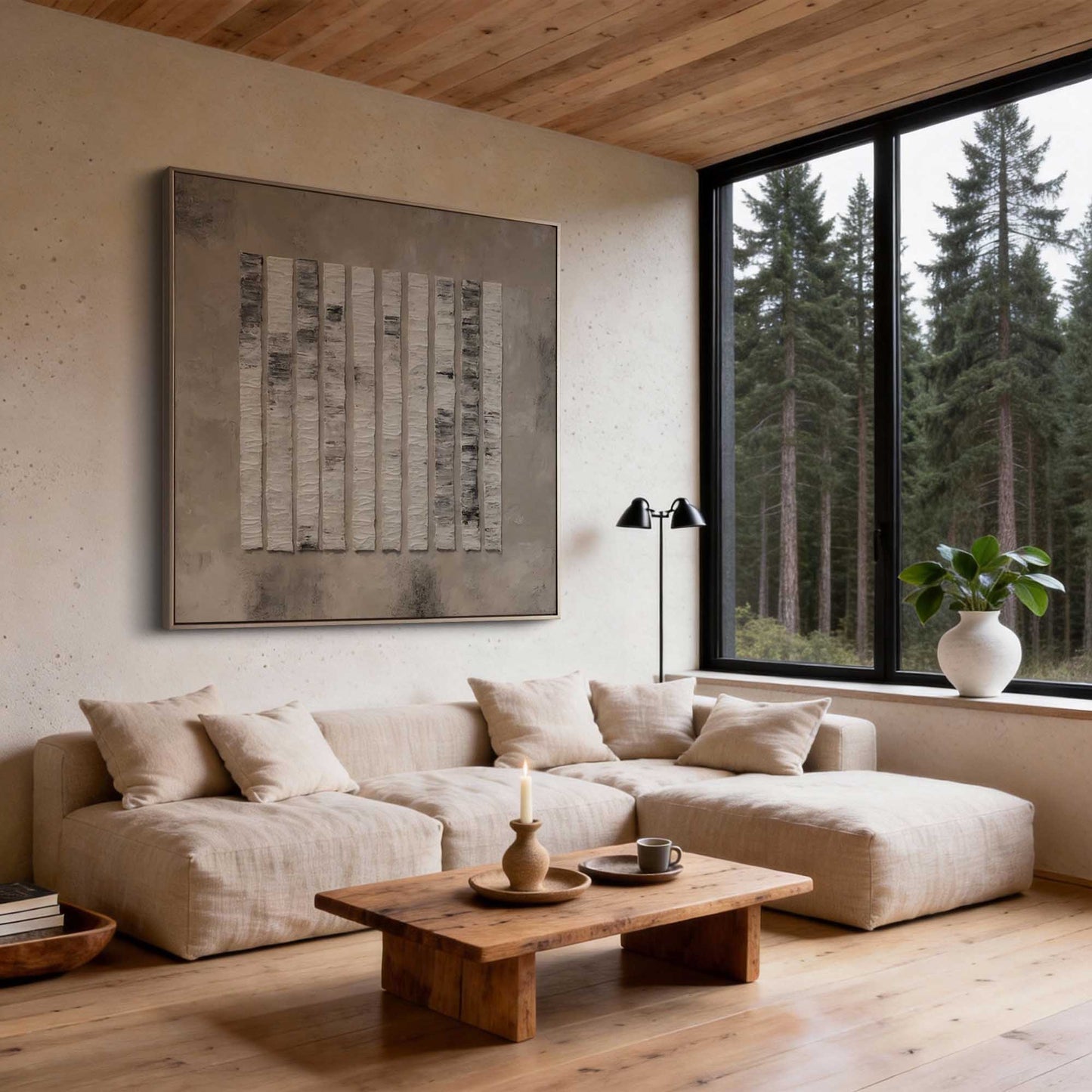 Neutral Vertical Stripes Painting