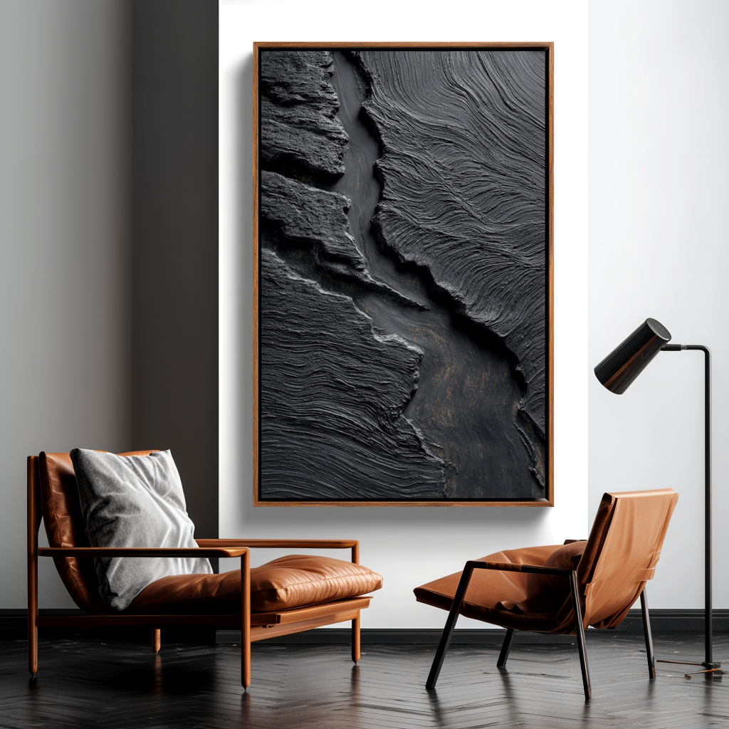 Black Textured Abstract Painting #ART71