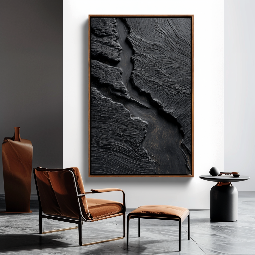 Black Textured Abstract Painting #ART71