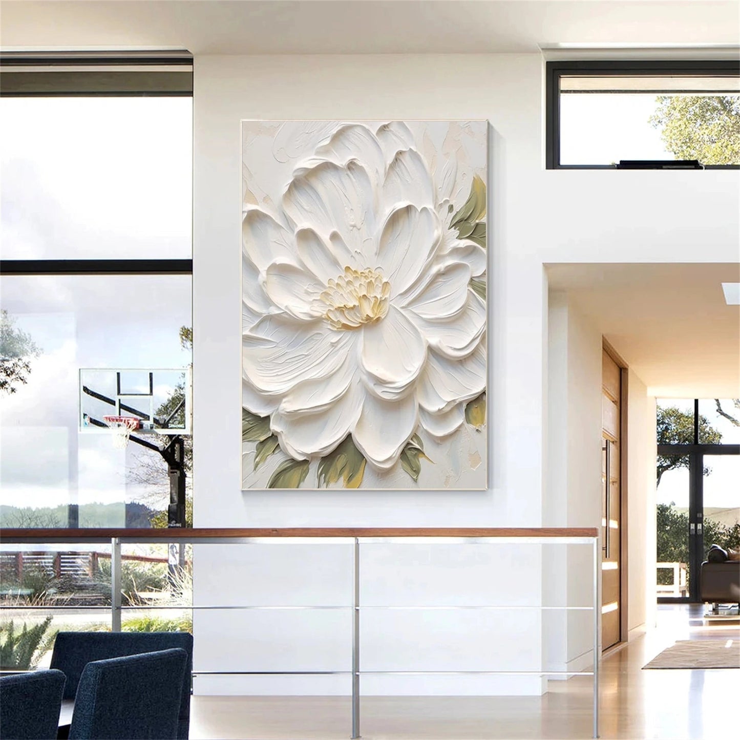 Pure Ivory Bloom Floral Abstract Painting