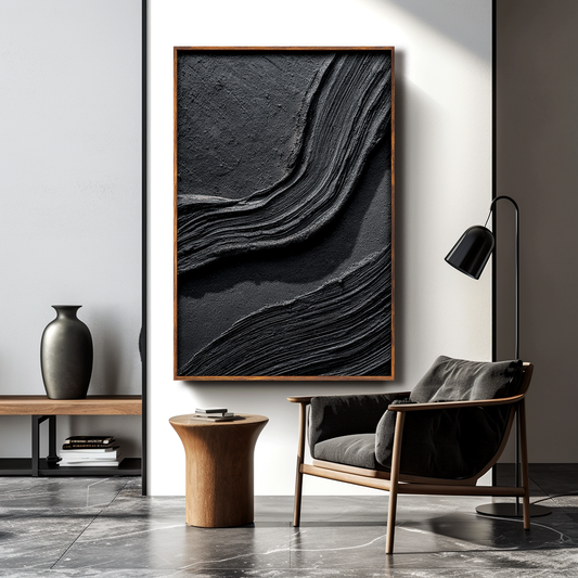Black Minimalist Textured Wall Art #ART72