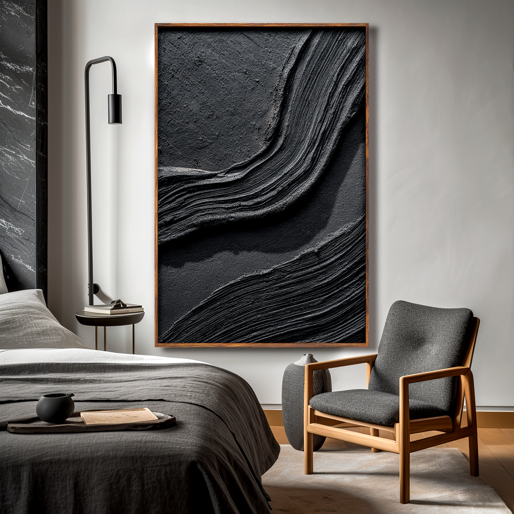 Black Minimalist Textured Wall Art #ART72