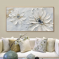 White Floral Textured Painting