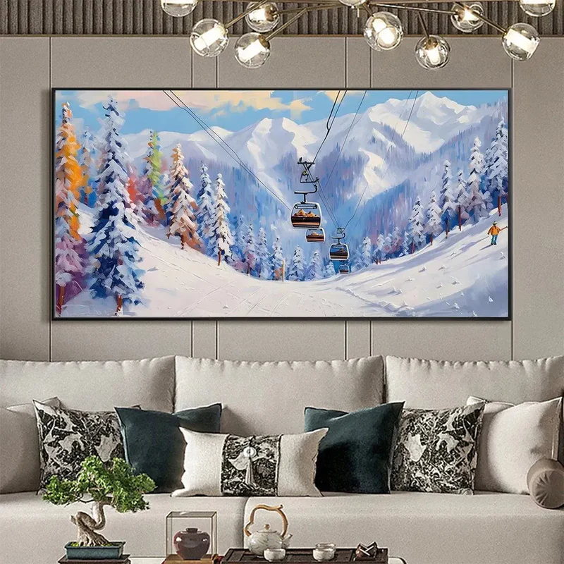 Winter Ski Resort Painting