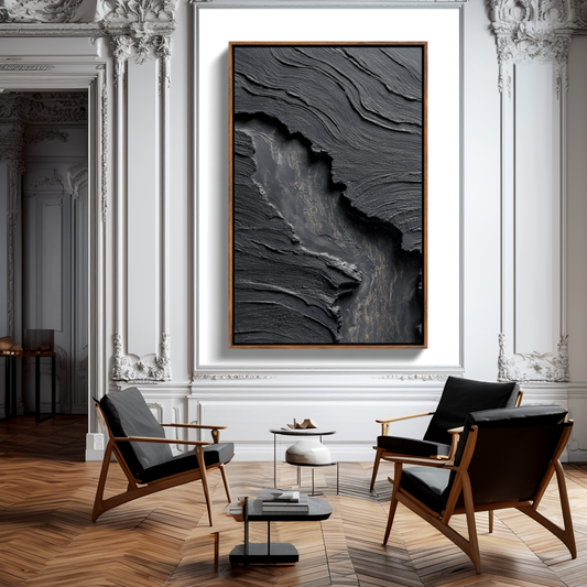 Black Abstract Textured Painting #ART73