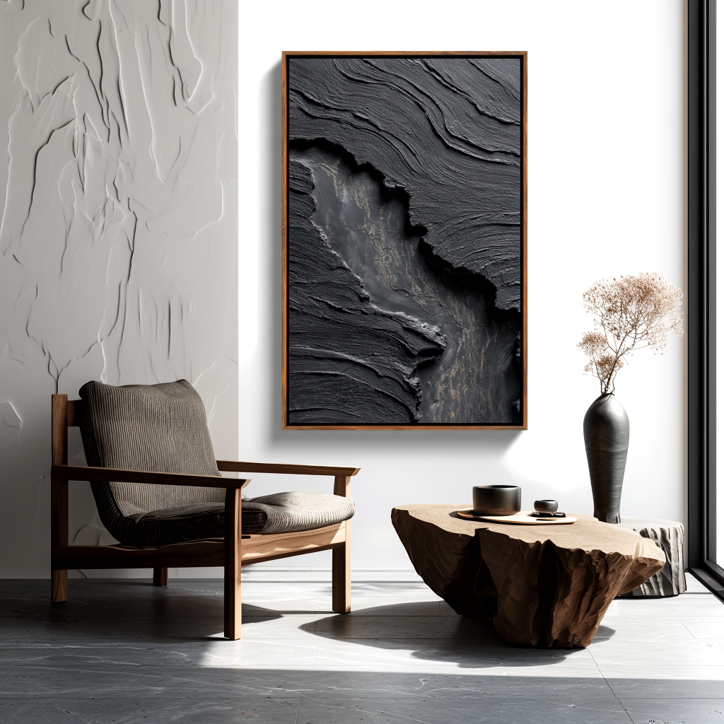 Black Abstract Textured Painting #ART73