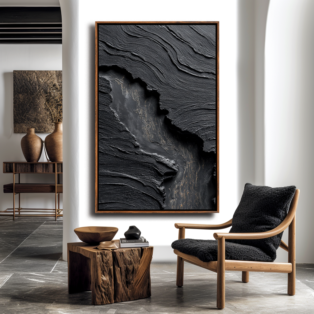 Black Abstract Textured Painting #ART73