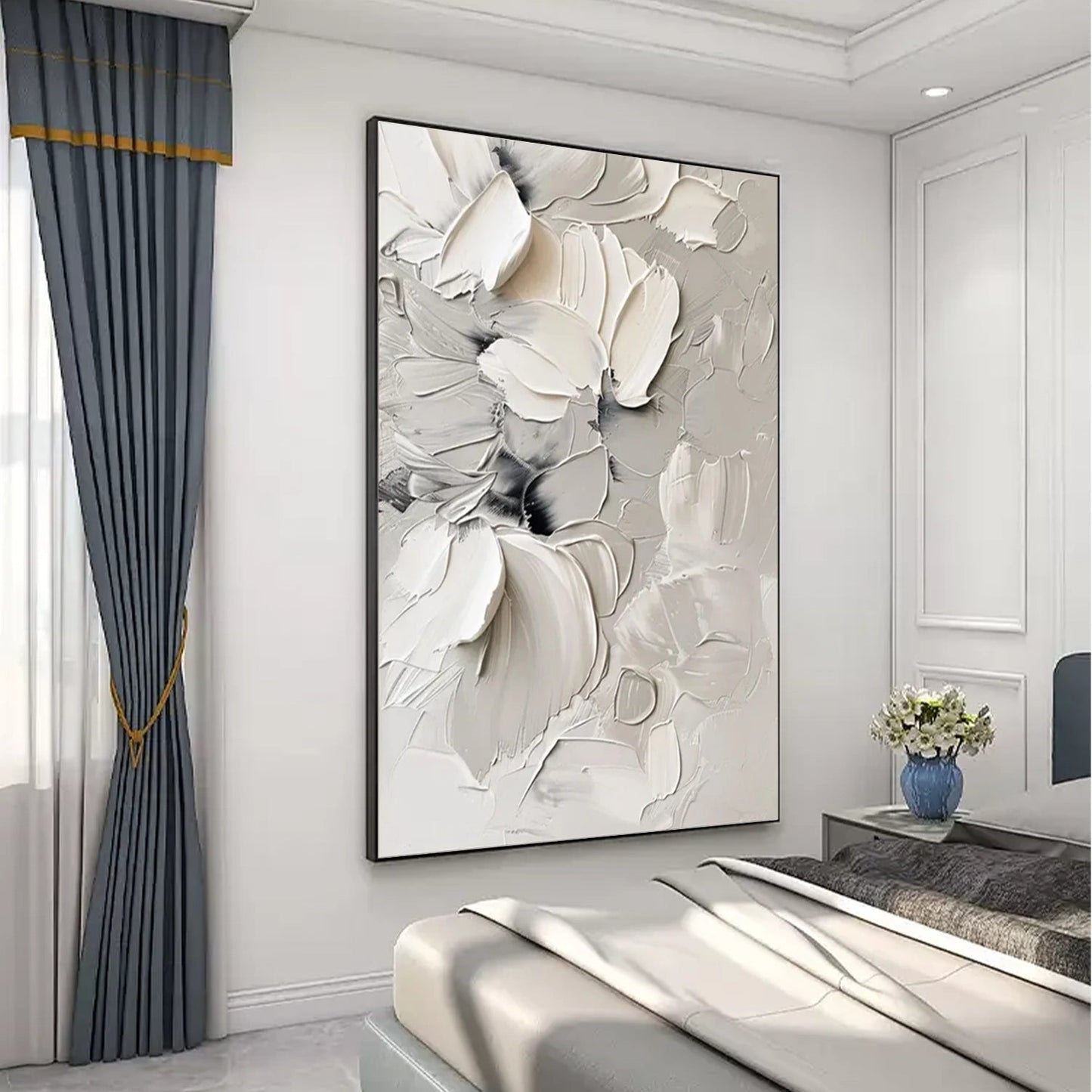 Ivory Whisper Floral Abstract Painting