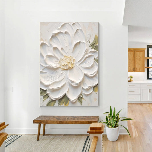 Pure Ivory Bloom Floral Abstract Painting