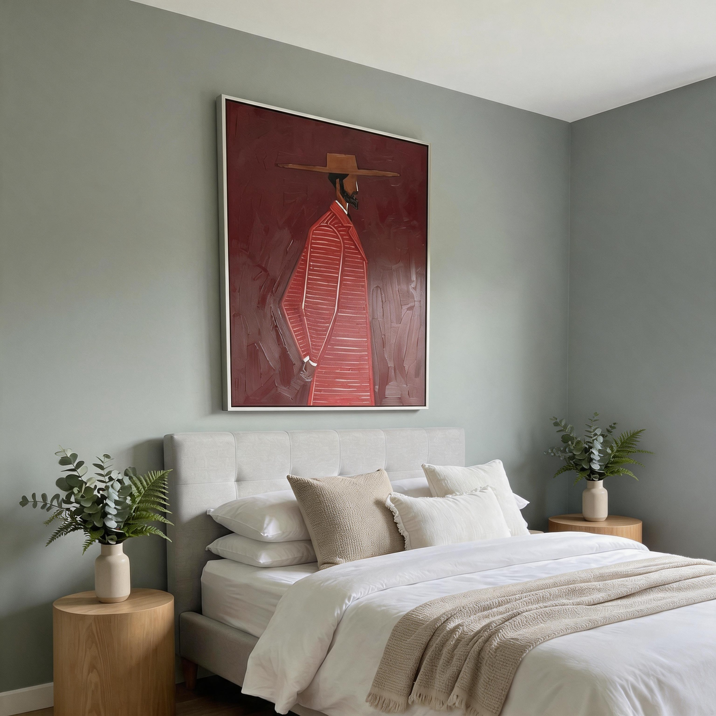 Red Stripe Gentleman Portrait Canvas Art