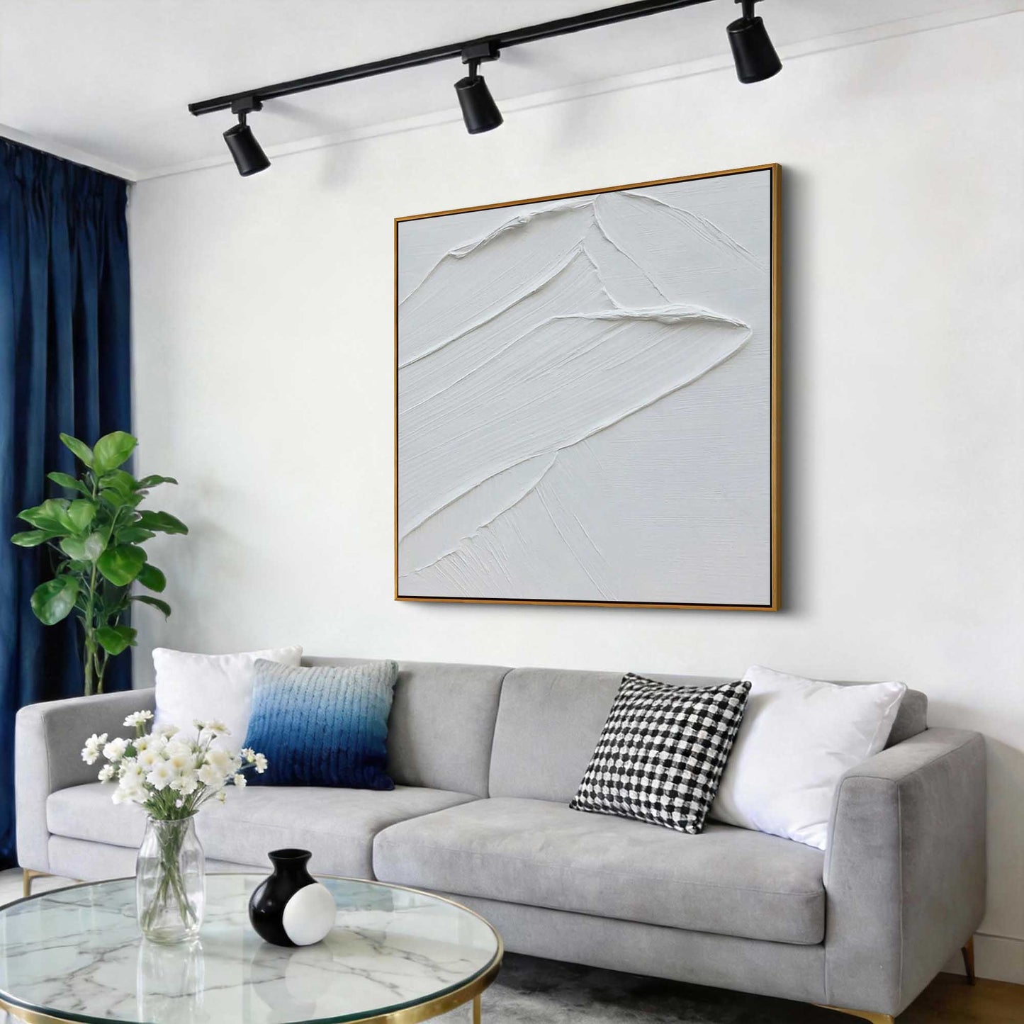 Pure White Swirl Impasto Painting