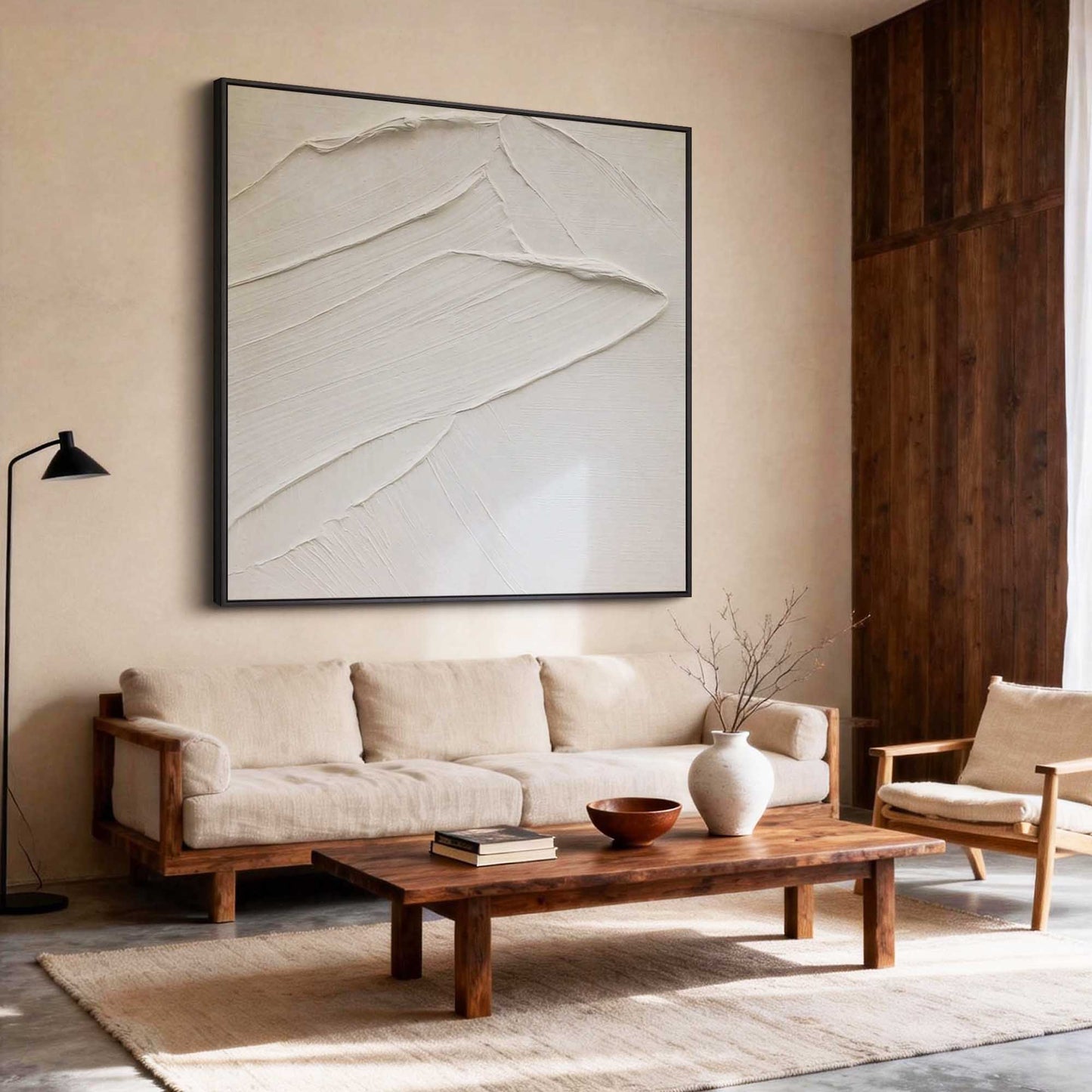 Pure White Swirl Impasto Painting
