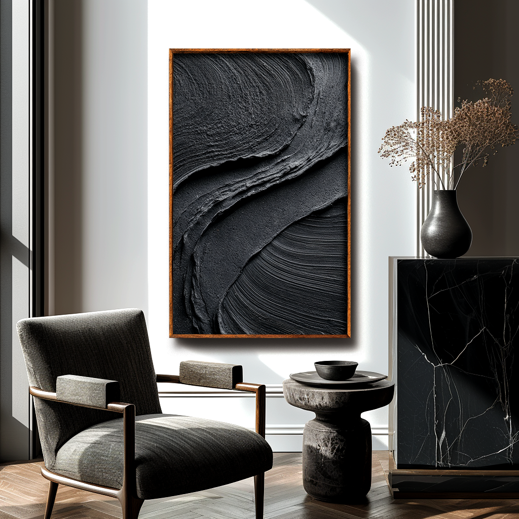 Black Textured Abstract Painting #ART74