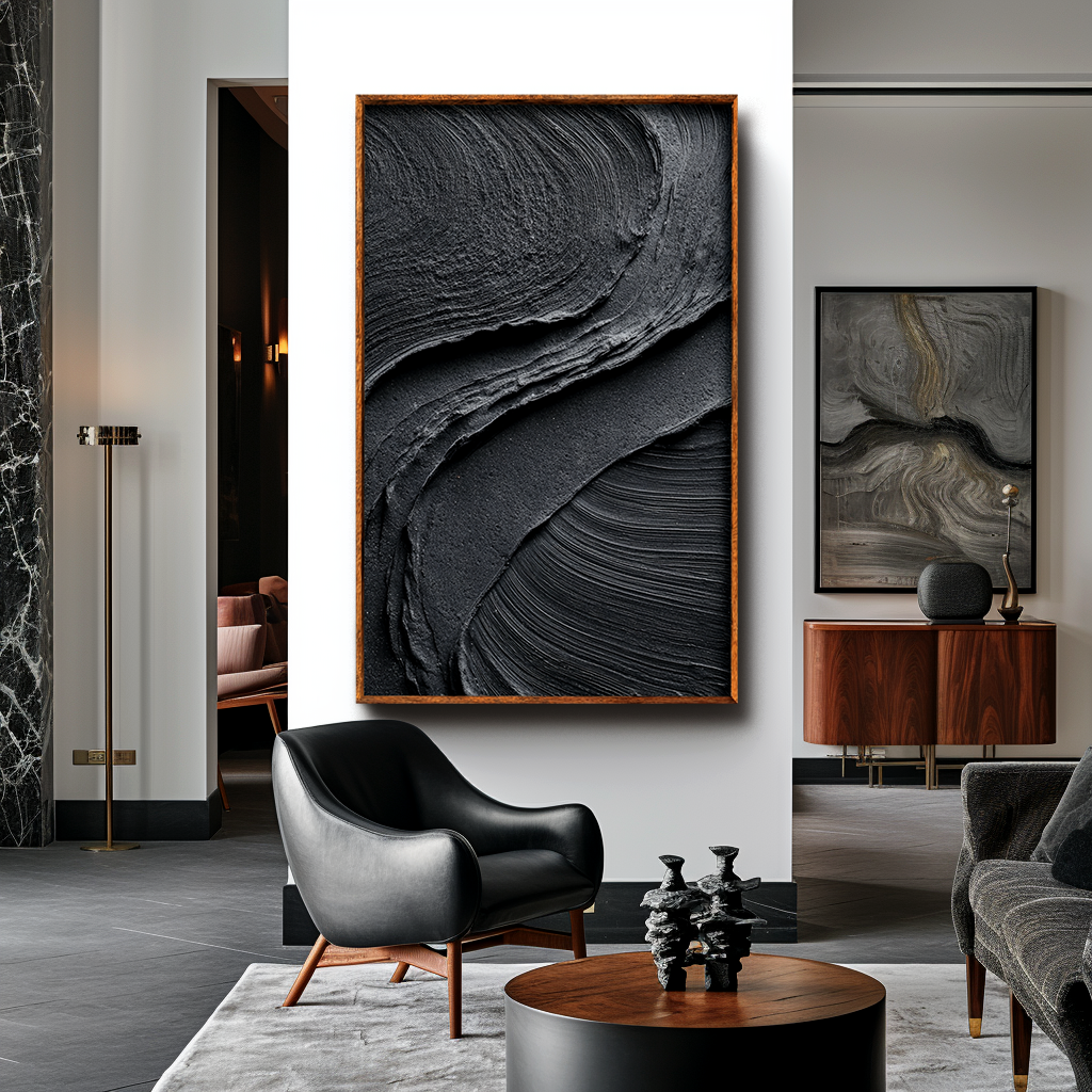 Black Textured Abstract Painting #ART74