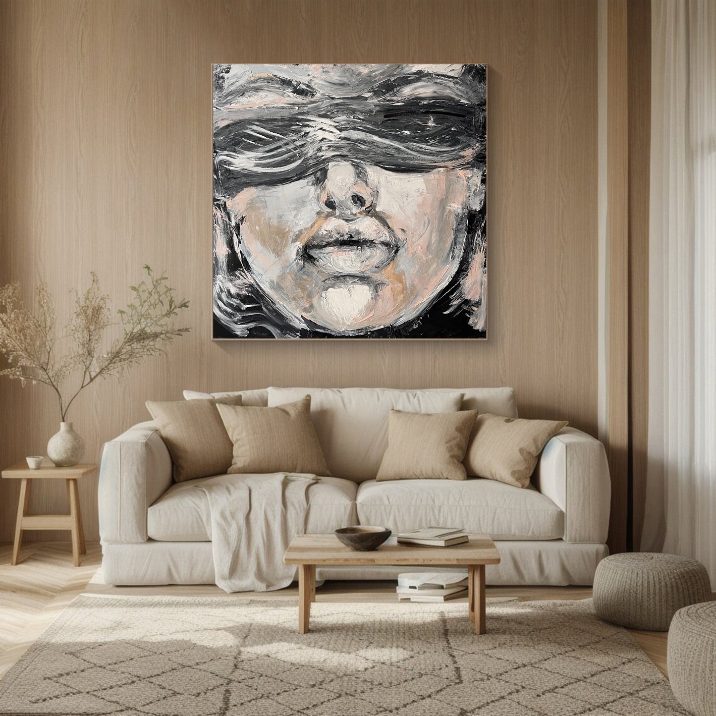 Midnight Whisper Monochrome Portrait Painting