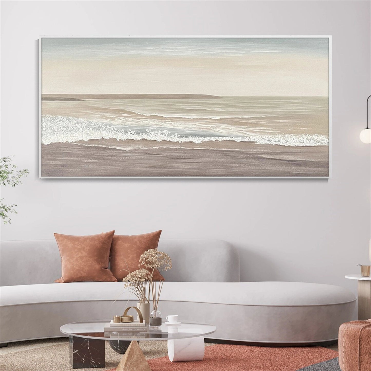 Sandy Calm-Beige Ocean Painting