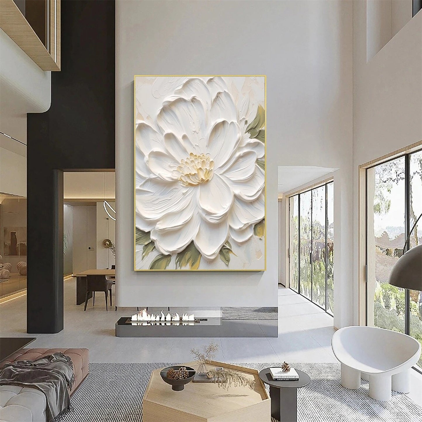 Pure Ivory Bloom Floral Abstract Painting