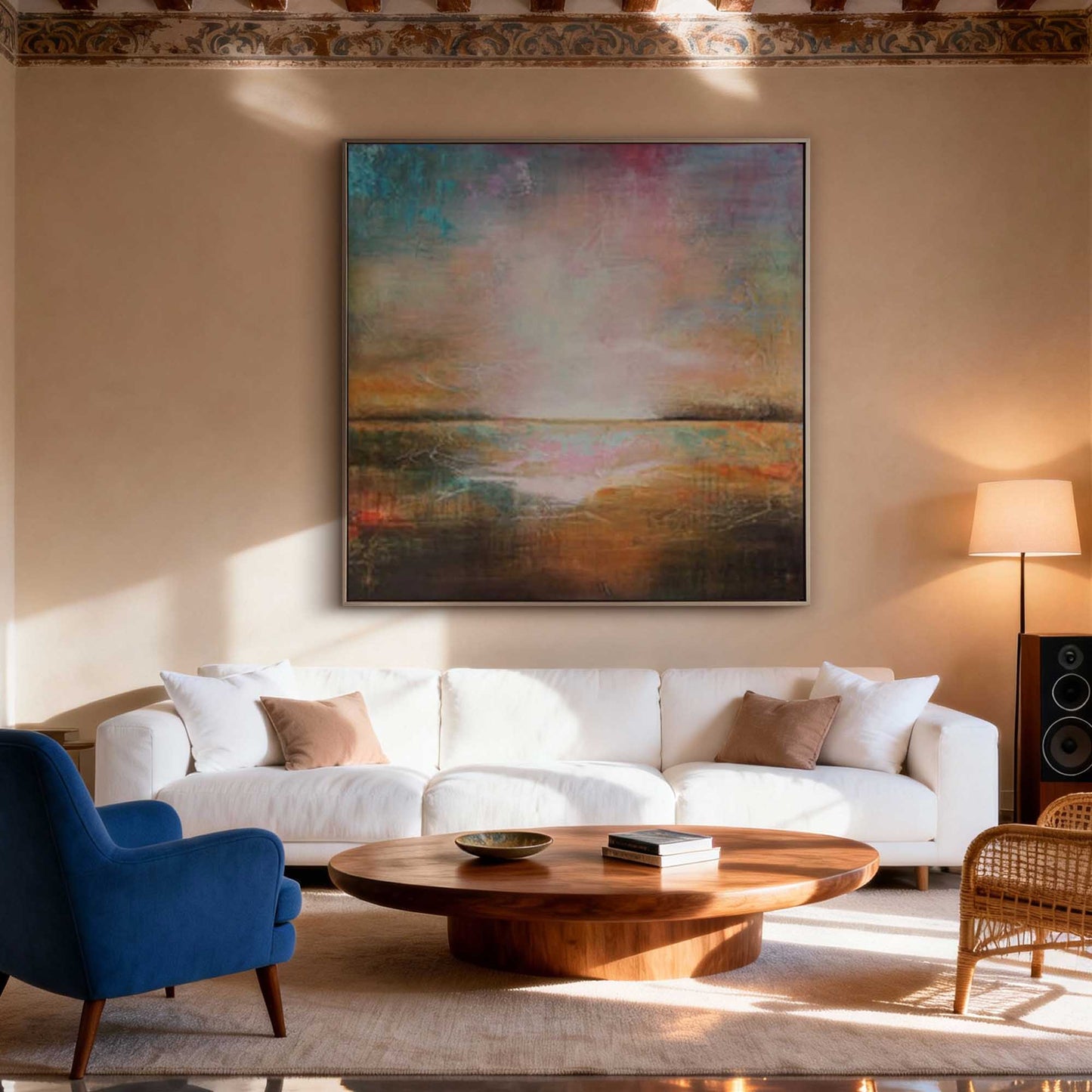 Pastel Horizon Abstract Seascape Painting