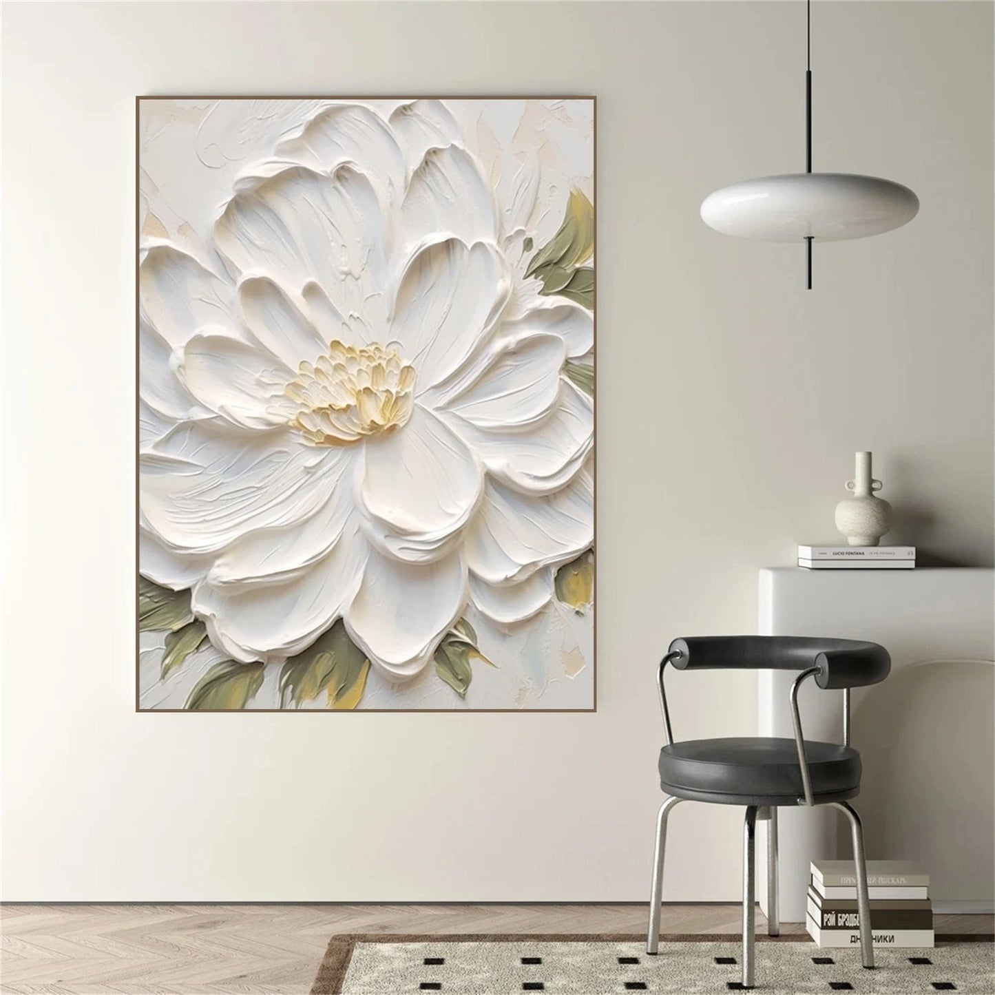Pure Ivory Bloom Floral Abstract Painting