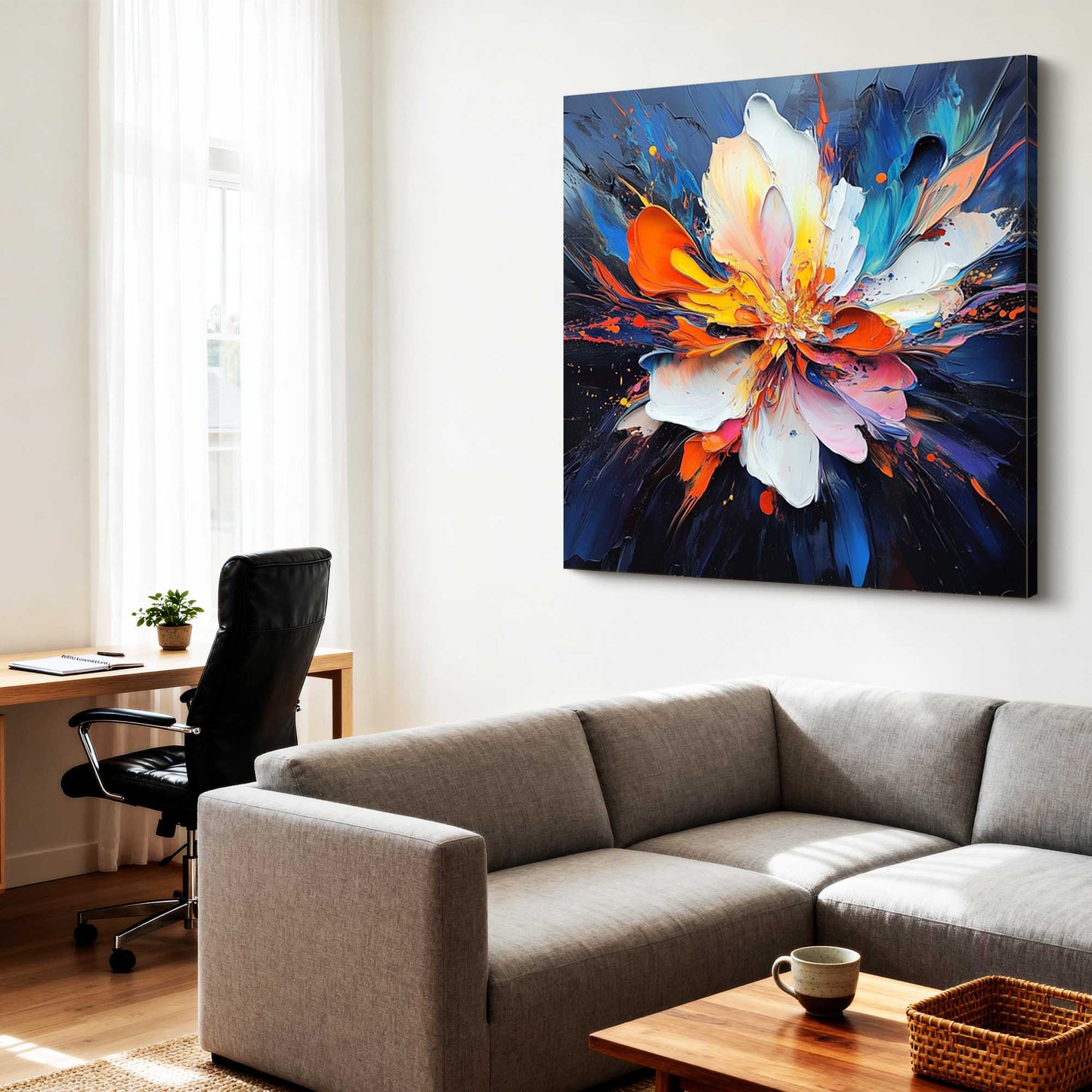 Cosmic Bloom Abstract Impasto Floral Painting
