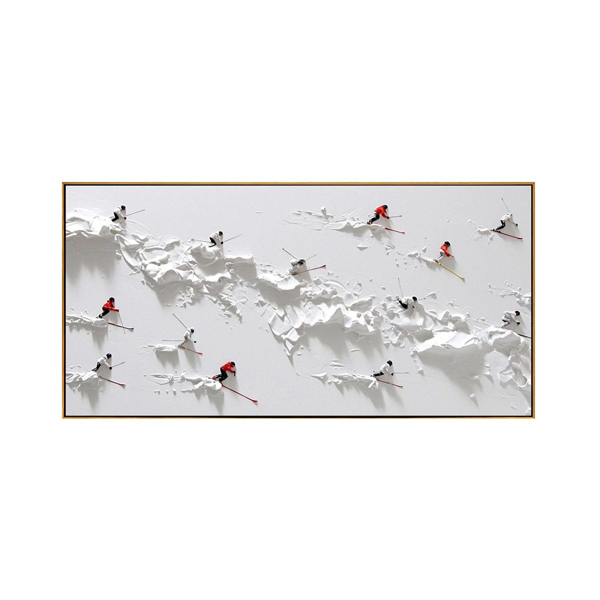 Alpine Skiers 3D Textured Painting