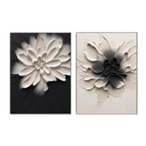 Dual Bloom Black and White Floral Painting Set Set of 2
