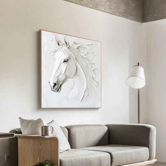 Pure Majesty White Horse Textured Painting